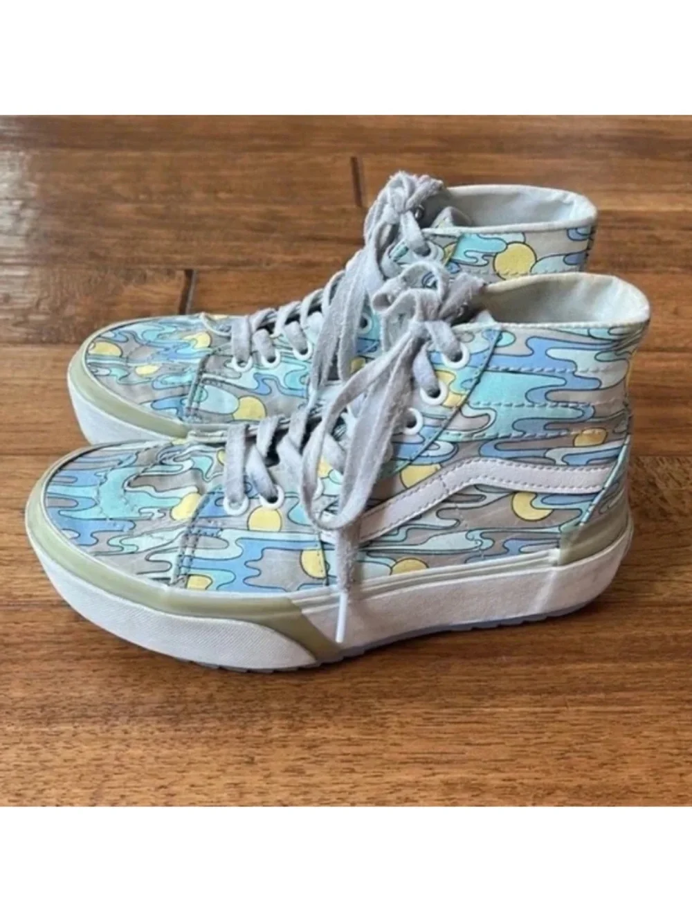 Vans Sk8-Hi Tapered Stacked Platform Sneakers UV Ink Sunwaves Canvas Size 6